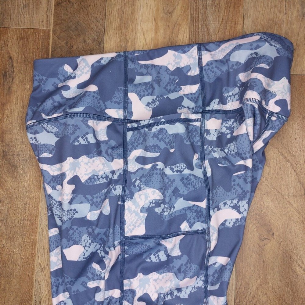 Reebok Precision Womens Large Ankle Leggings Slate Blue Pink Camo - Picture 14 of 16